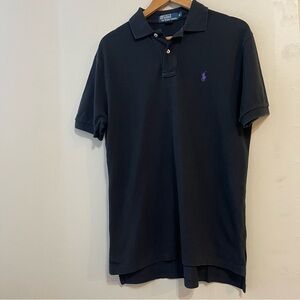 Vintage Polo Ralph Lauren Shirt Mens Medium Black Short Sleeve Purple Pony 90s